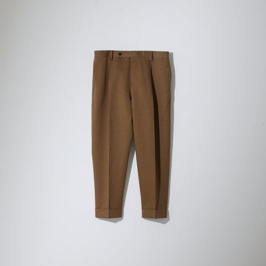 CPT-16 / 1out-pleats uncle slacks - LC Twill - BROWN