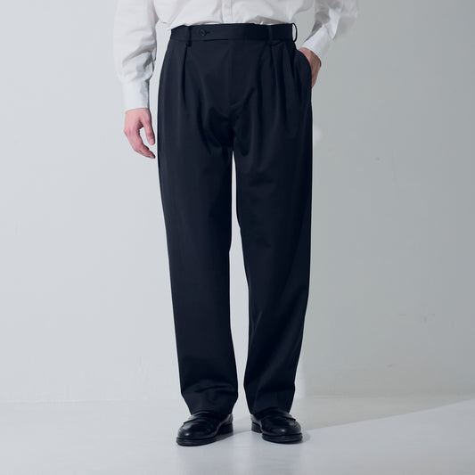 CPT-17 / Box-pleats pants - Stretch Jersey - NAVY