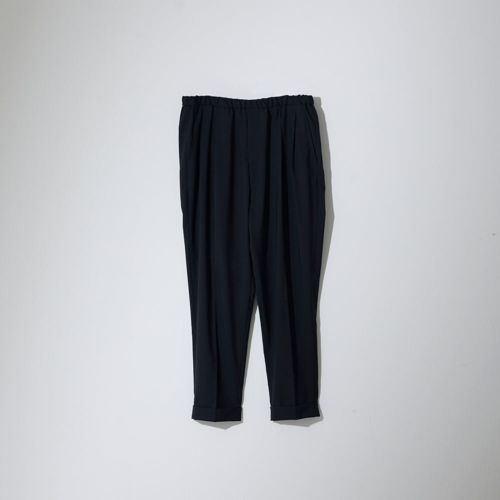 CPT-20 / 2out-pleats elastic waist slacks - TWTS - BLACK