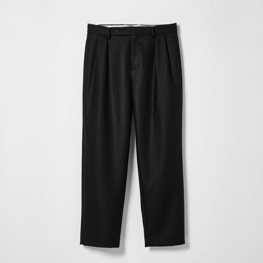 CPT-17 / 2/90 Wool Melton / Black / ボックスプリーツ パンツ