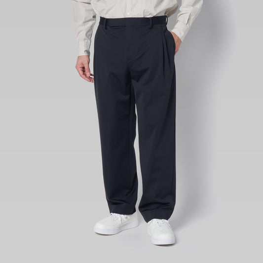 CPT-25 - Stretch Jersey - Navy / 変形2アウトプリーツ パンツ