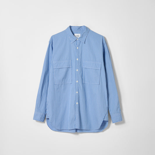 CSH-4 / Suvin Cotton Stripe / L.Blue x White / ダブルポケット シャツ