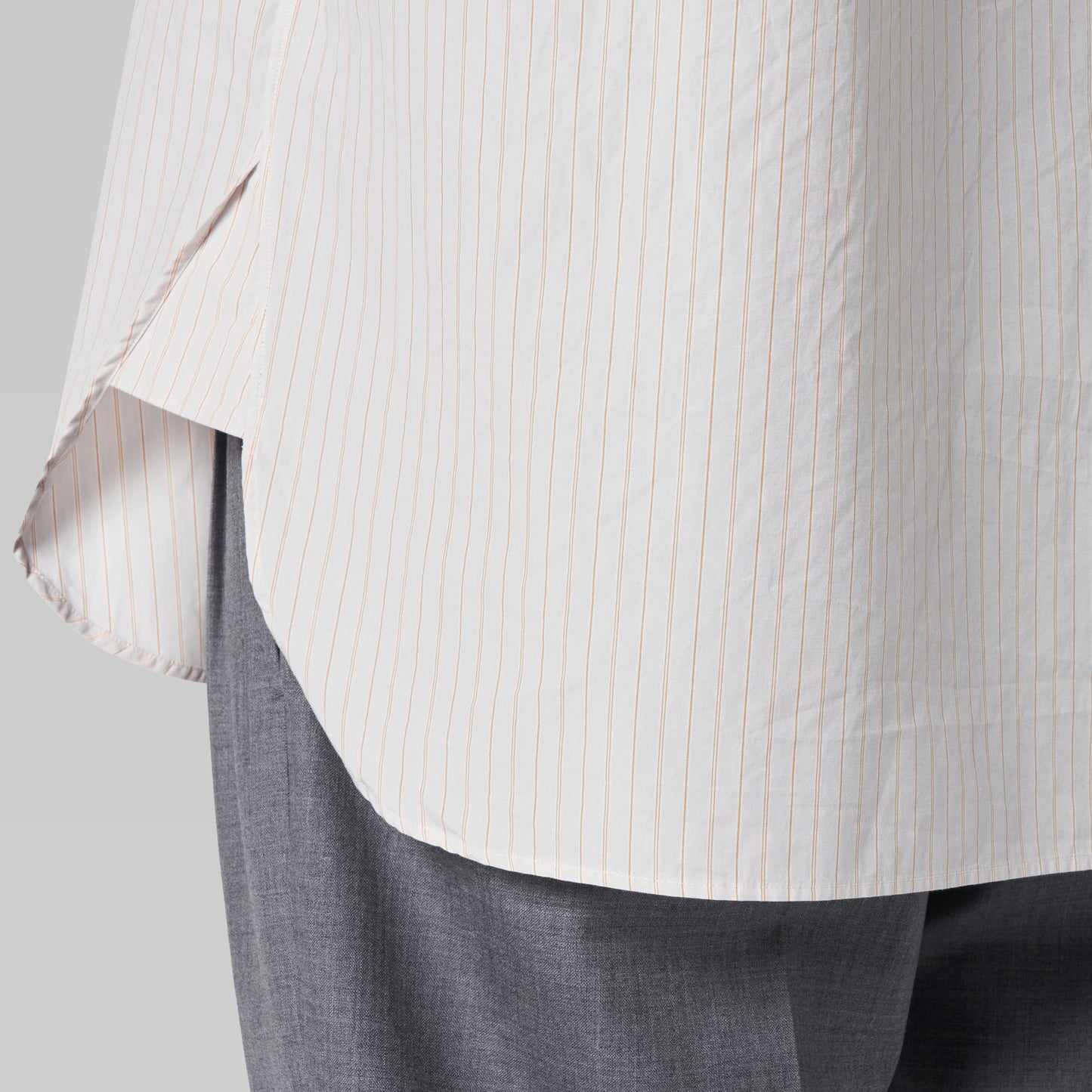 CSH-5 - 100/2 Cotton Stripe - Beige x Orange / ヘンリーネックシャツ