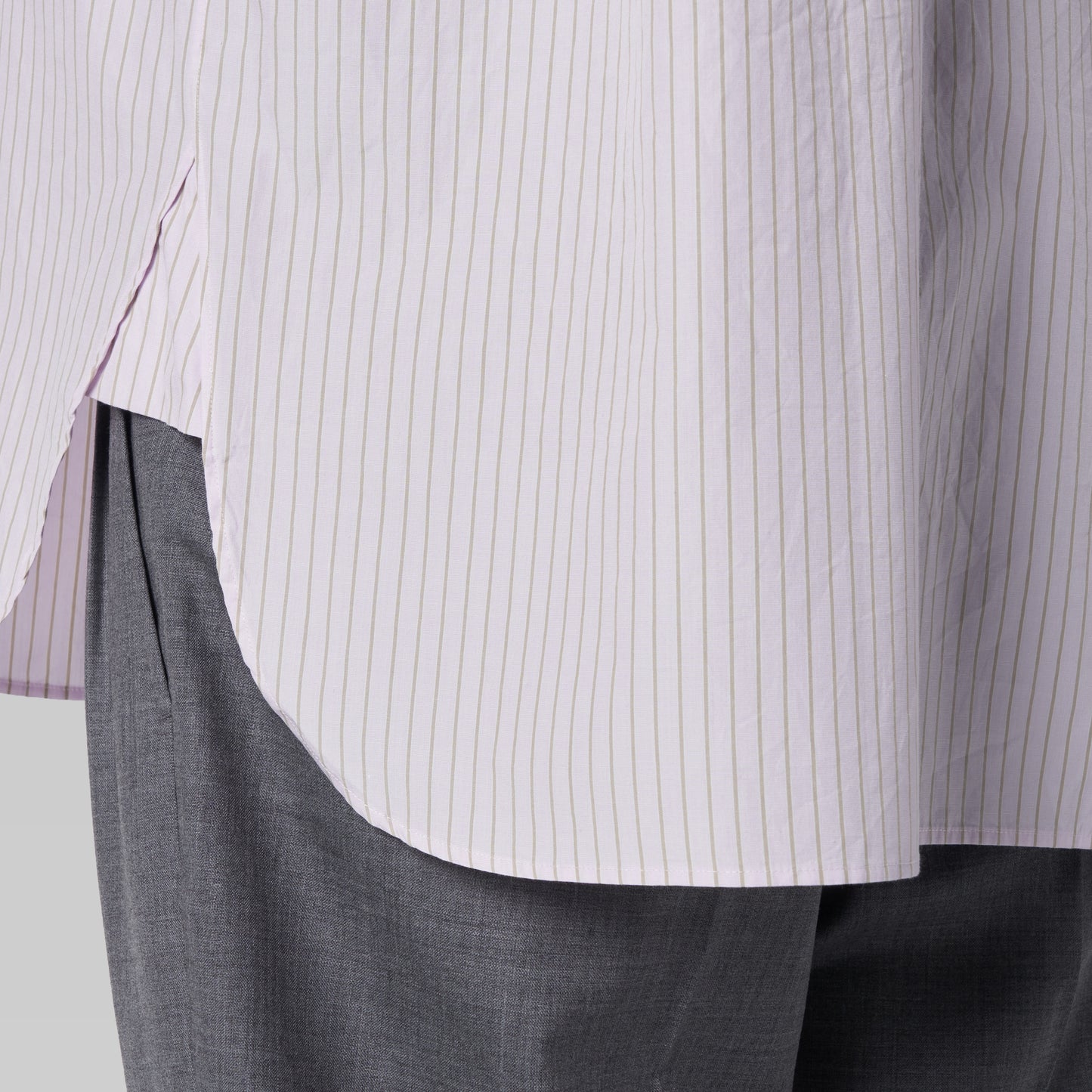 CSH-5 - 100/2 Cotton Stripe - Pink x Beige / ヘンリーネックシャツ