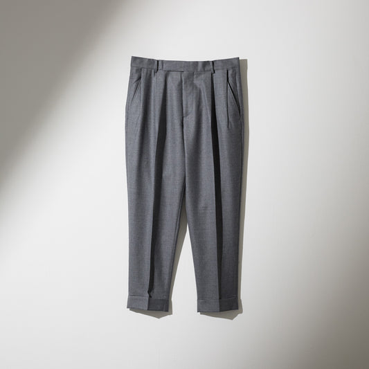 CPT-1 / 2out-Pleats Slacks -Wool Flannel -Grey