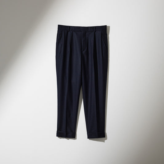 CPT-1 / 2out-Pleats Slacks -Wool Flannel -Navy