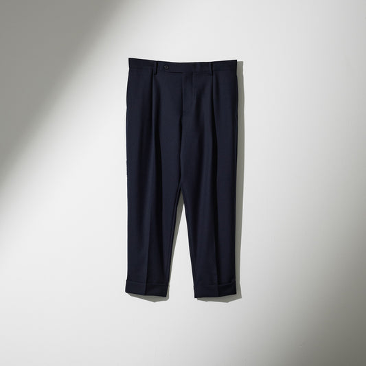 CPT-16/ 1out-Pleats Unckle Slacks -WV 2way Stretch -Navy