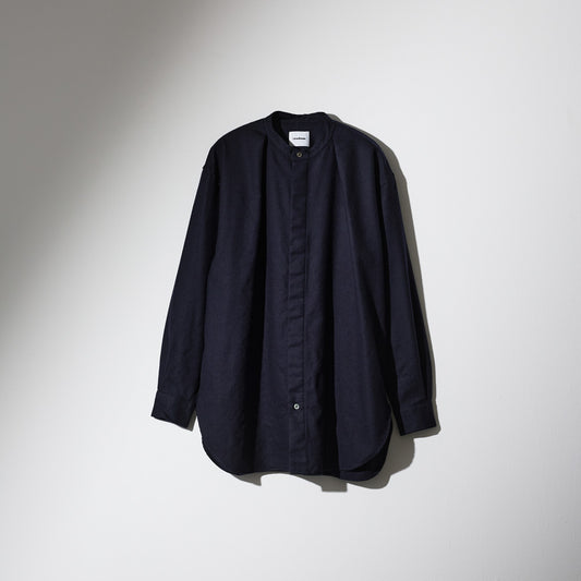 CSH-1 / 1in-Pleats Longshirt -Wool Flannel -Navy