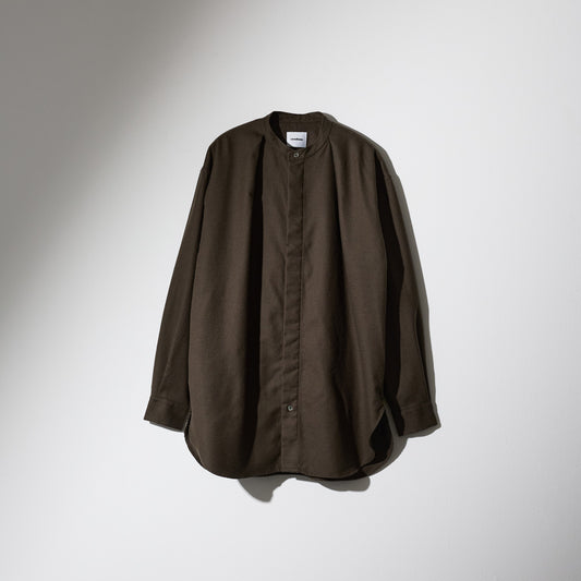 CSH-1 / 1in-Pleats Longshirt -Wool Flannel -Khaki