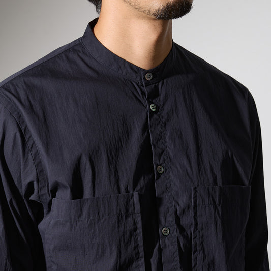 CSH-18 / W Pocket Standcollar Shirt -CN Typewriter -Navy