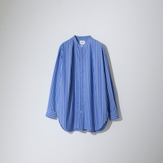 CSH-1 - Cotton Multi Stripe - BLU*WHT / 1インプリーツ　ロングシャツ