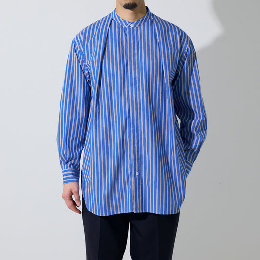 CSH-1 - Cotton Multi Stripe - BLU*WHT / 1インプリーツ　ロングシャツ
