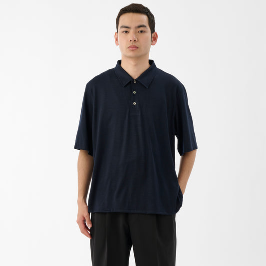 2/72 Wooljersey Poloshirt / Navy