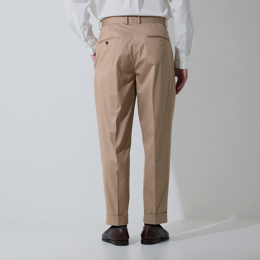 CPT-1 / 2out-Pleats Slacks - Stretch Chino - BEIGE