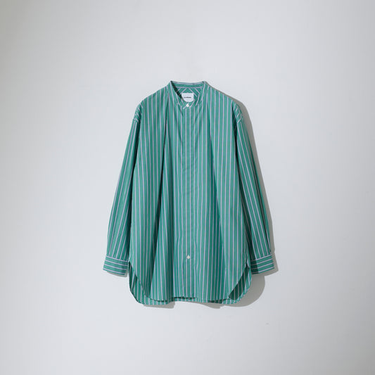 CSH-1 - Cotton Multi Stripe - GRN*WHT / 1インプリーツ　ロングシャツ
