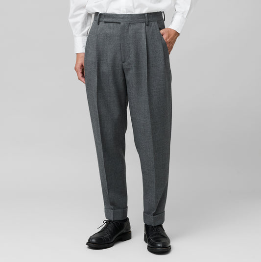 CPT-1 – 2/30 Wool Twill – L.Grey / 2アウトプリーツ スラックス