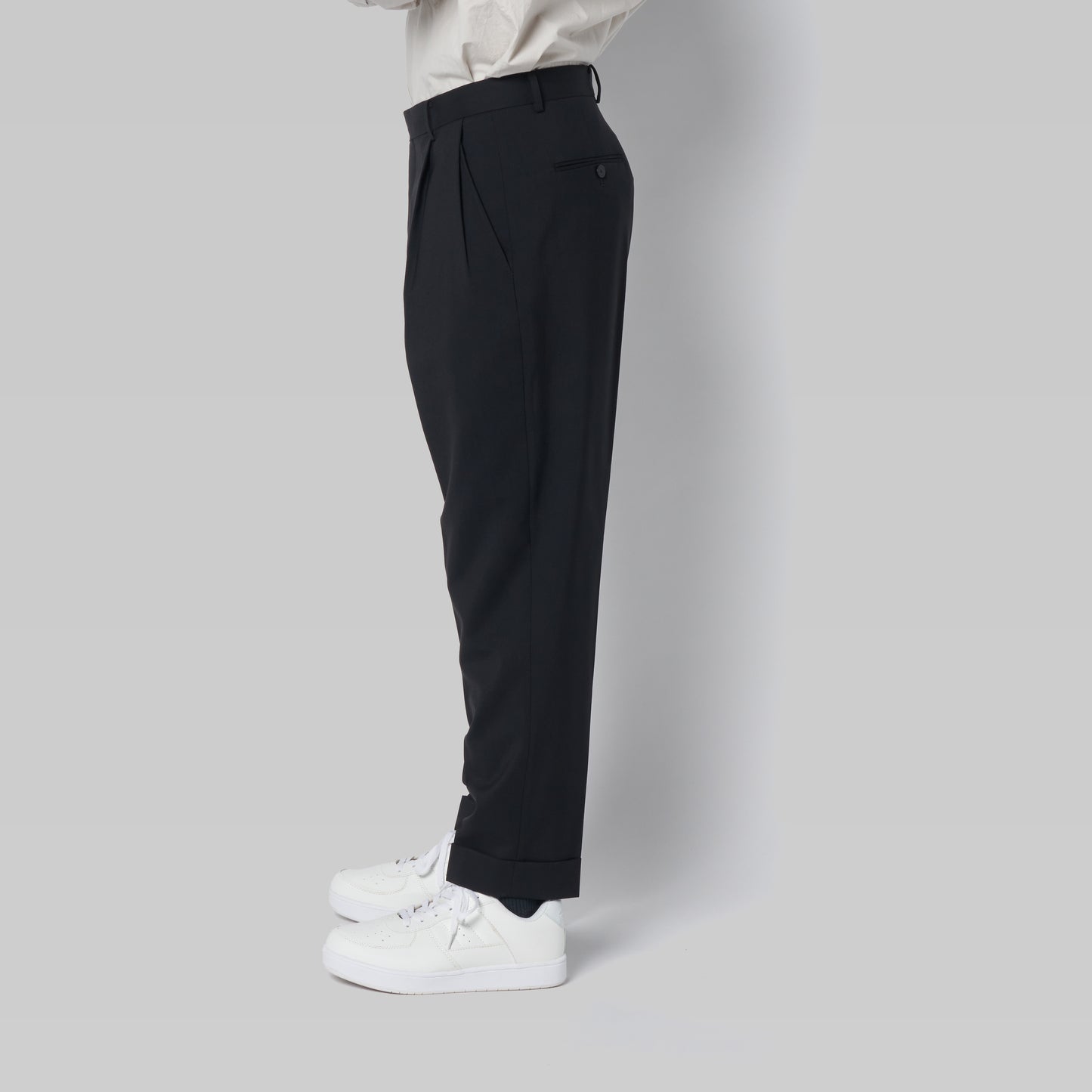 CPT-1 – 100S Wool Tropical – Black / 2アウトプリーツ スラックス