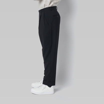 CPT-1 – 100S Wool Tropical – Black / 2アウトプリーツ スラックス