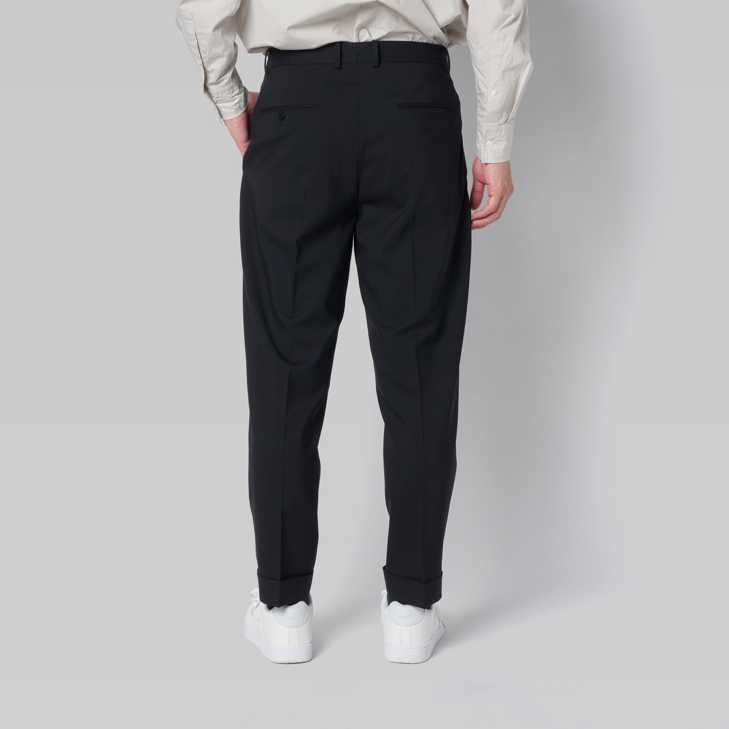 CPT-1 – 100S Wool Tropical – Black / 2アウトプリーツ スラックス