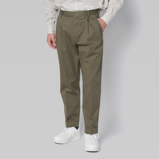 CPT-1 – Stretch Chino – Khaki / 2アウトプリーツ スラックス