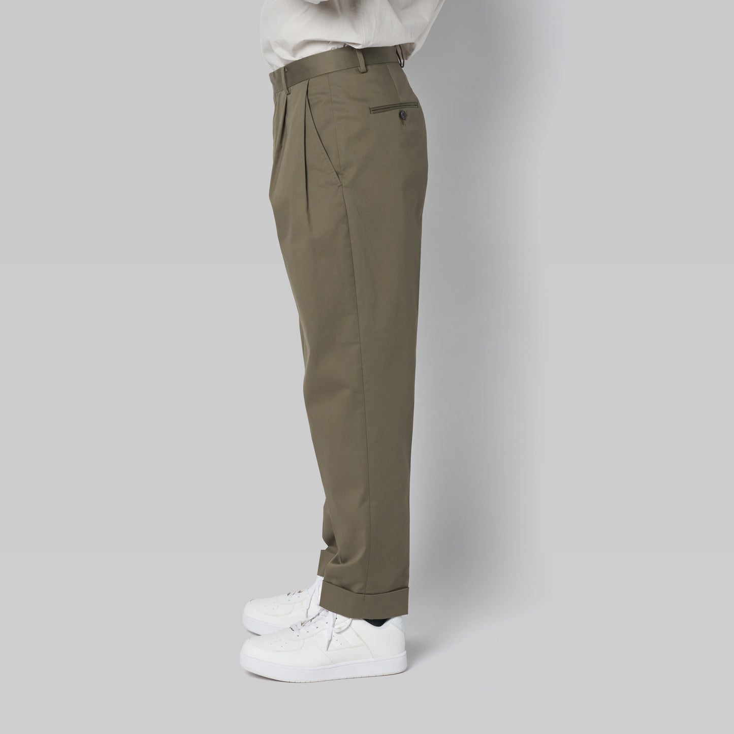 CPT-1 – Stretch Chino – Khaki / 2アウトプリーツ スラックス