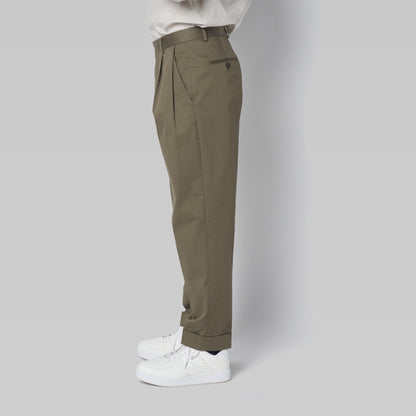 CPT-1 – Stretch Chino – Khaki / 2アウトプリーツ スラックス