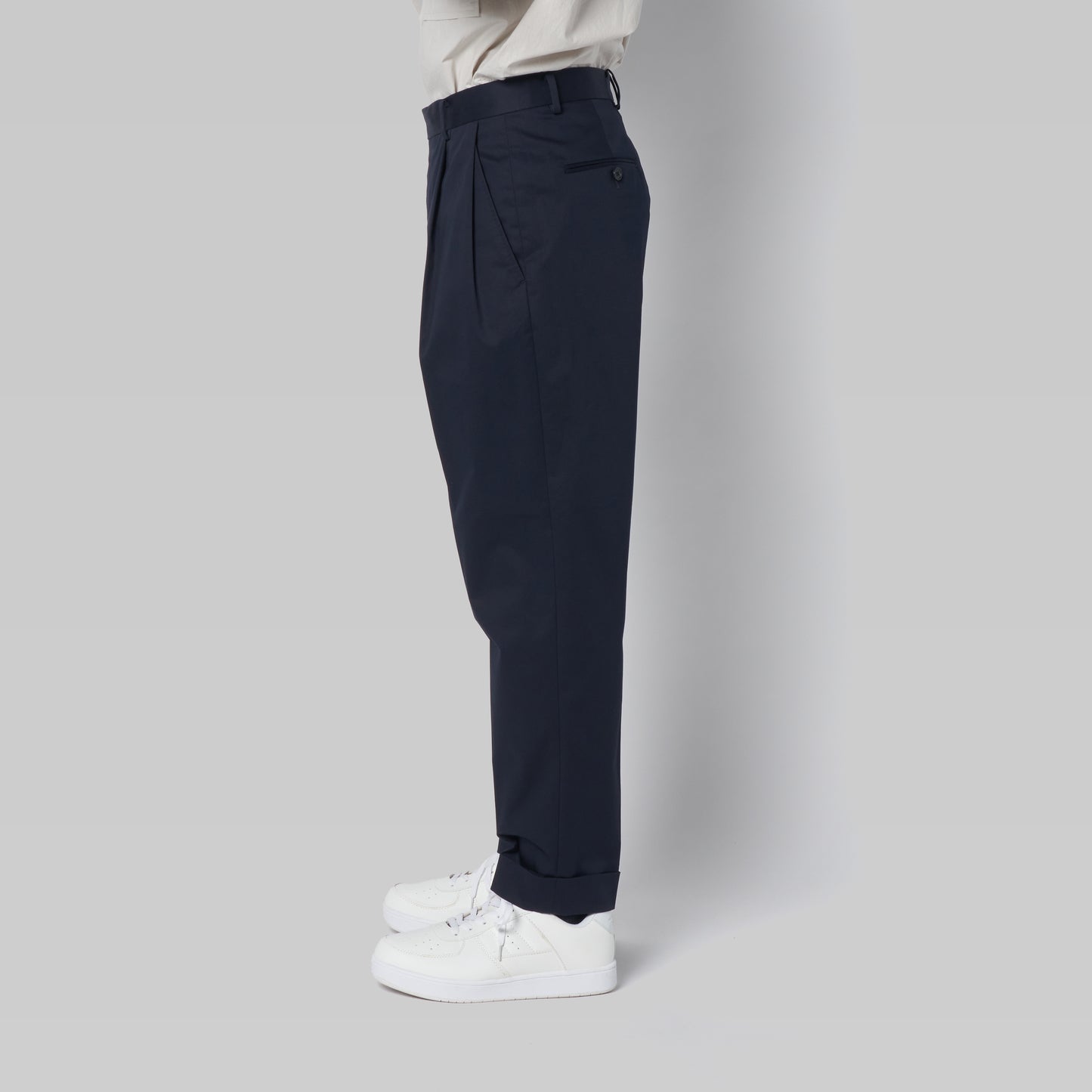 CPT-1 – Stretch Chino – Navy / 2アウトプリーツ スラックス