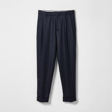 CPT-1  / Boucle Stripe / Navy x Black / 2アウトプリーツ スラックス