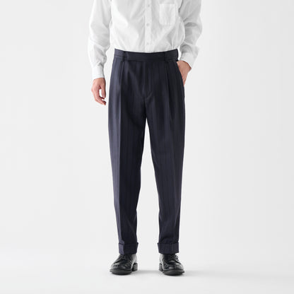 CPT-1  / Boucle Stripe / Navy x Black / 2アウトプリーツ スラックス