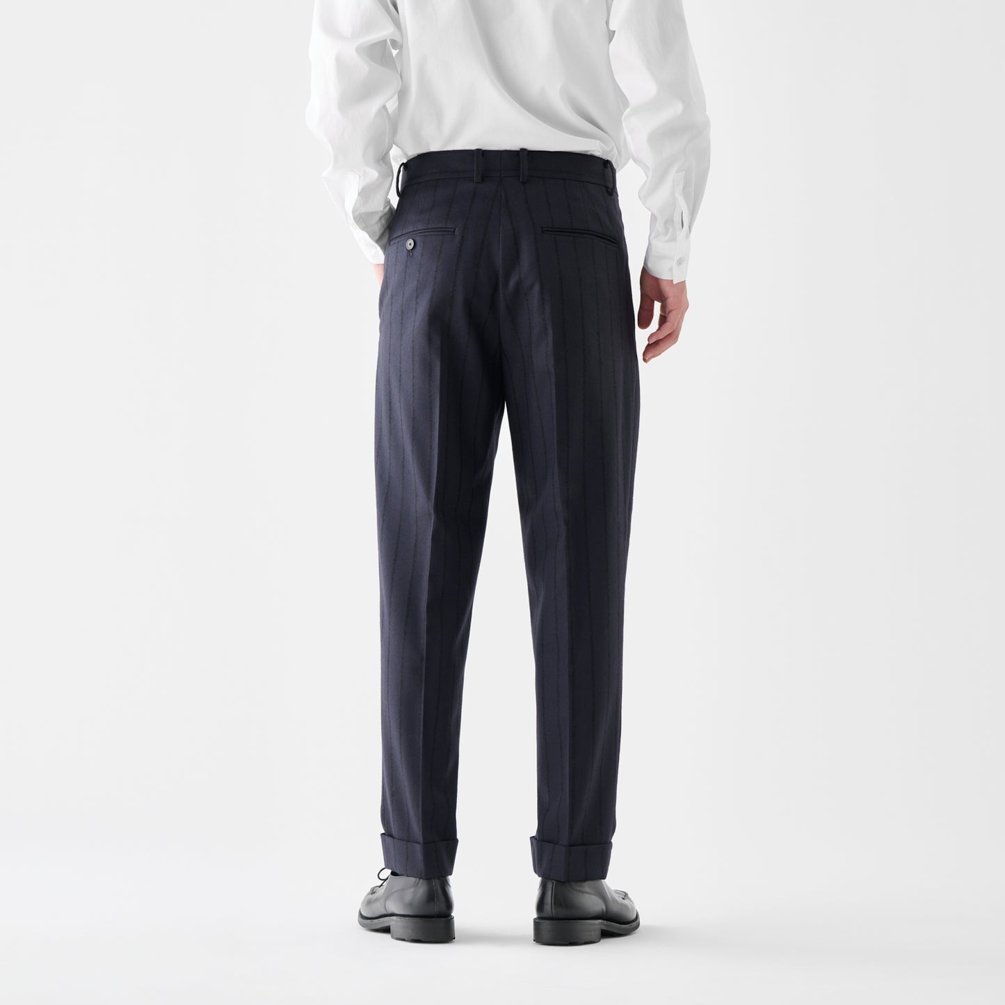 CPT-1  / Boucle Stripe / Navy x Black / 2アウトプリーツ スラックス