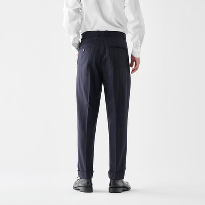 CPT-1  / Boucle Stripe / Navy x Black / 2アウトプリーツ スラックス