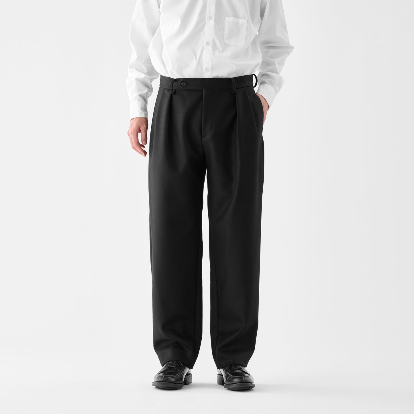 CPT-17  / 2/90 Wool Melton / Black / ボックスプリーツ パンツ