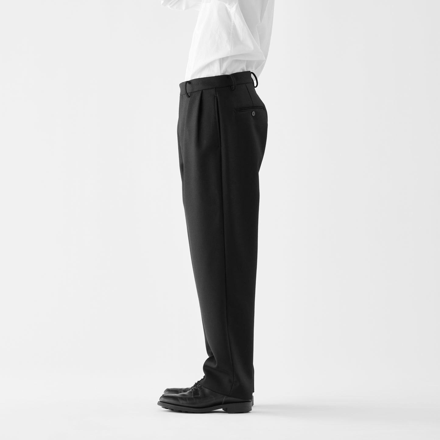 CPT-17  / 2/90 Wool Melton / Black / ボックスプリーツ パンツ