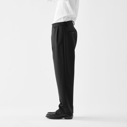 CPT-17  / 2/90 Wool Melton / Black / ボックスプリーツ パンツ