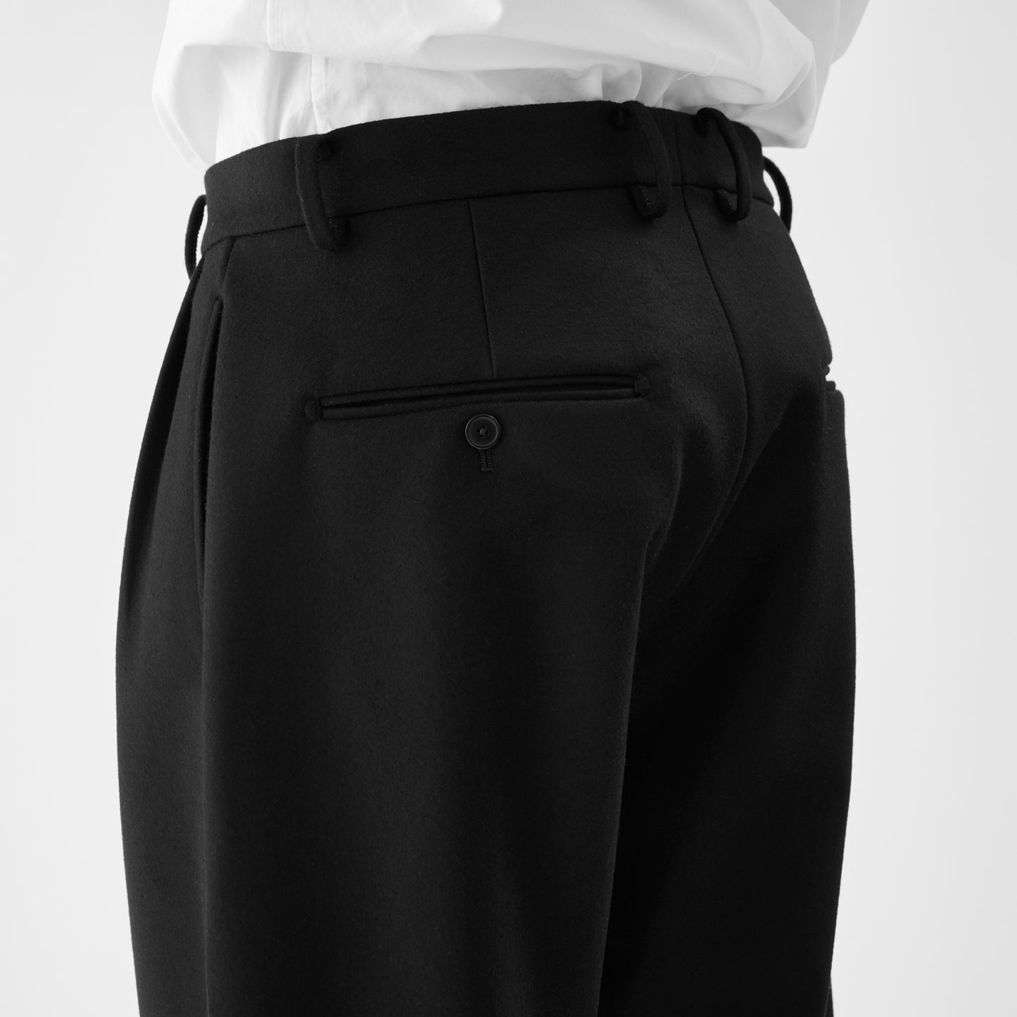 CPT-17  / 2/90 Wool Melton / Black / ボックスプリーツ パンツ