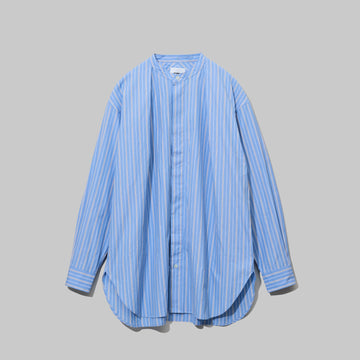 CSH-1 – Cotton Stripe – Sax x White / 1インプリーツ　ロングシャツ