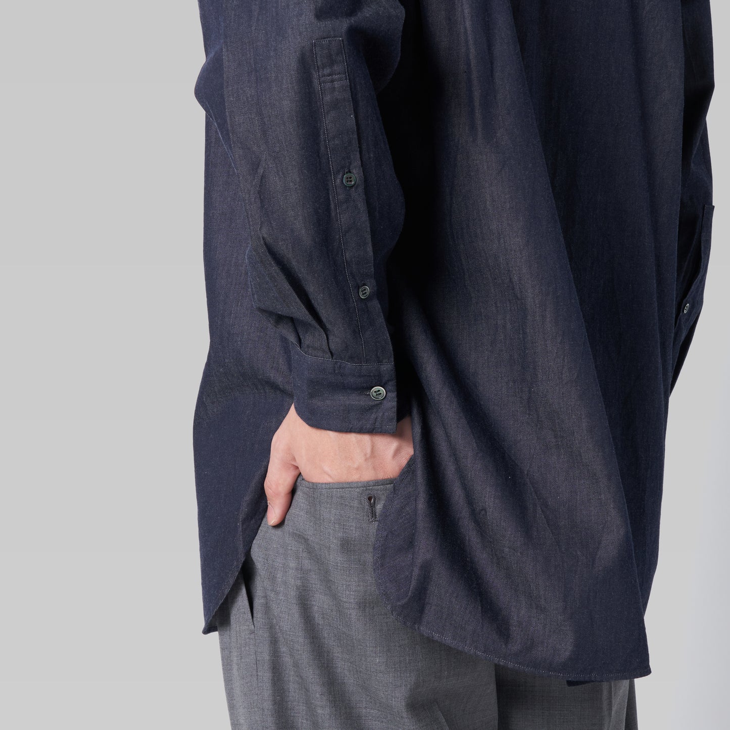 CSH-1 – 4oz Light Denim – Navy / 1インプリーツ　ロングシャツ
