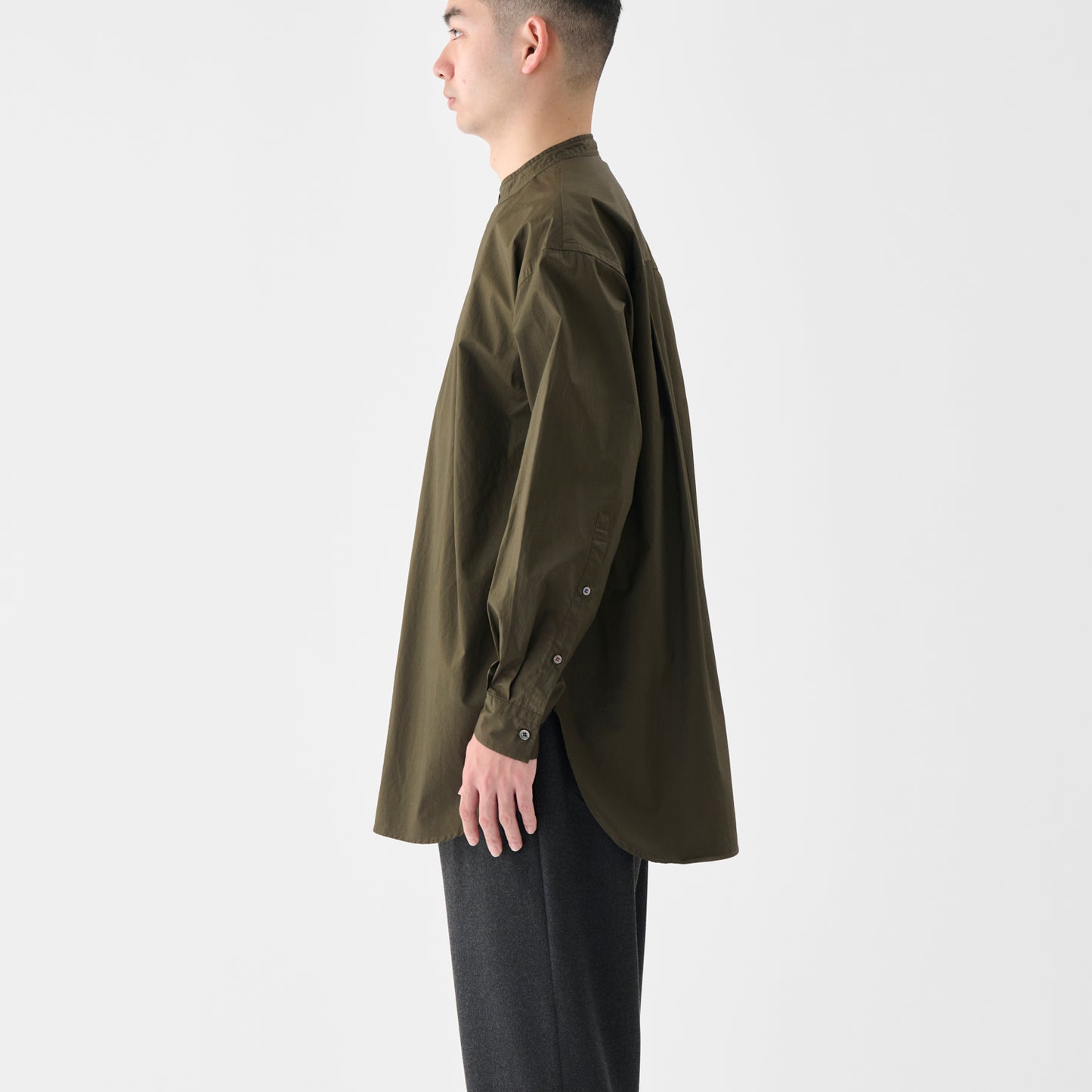 CSH-1 / 80/1 Cotton Twill / Khaki / 1インプリーツ ロングシャツ