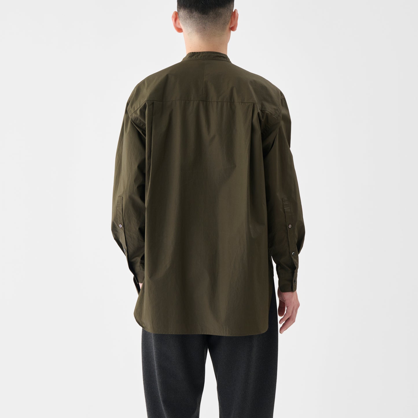 CSH-1 / 80/1 Cotton Twill / Khaki / 1インプリーツ ロングシャツ