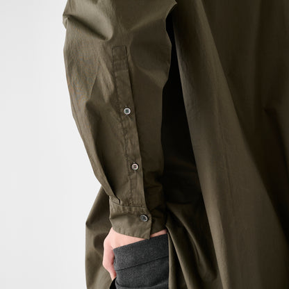 CSH-1 / 80/1 Cotton Twill / Khaki / 1インプリーツ ロングシャツ