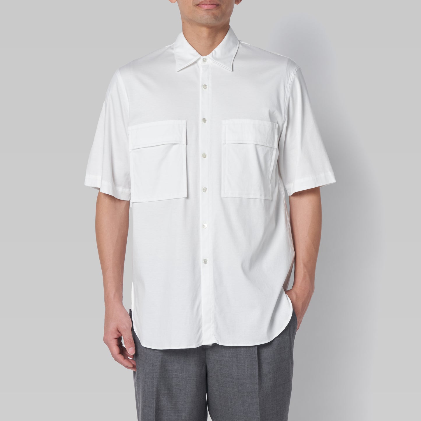 CSH-15 - Cotton Smooth - White / ショートスリーブ ダブルポケットシャツ