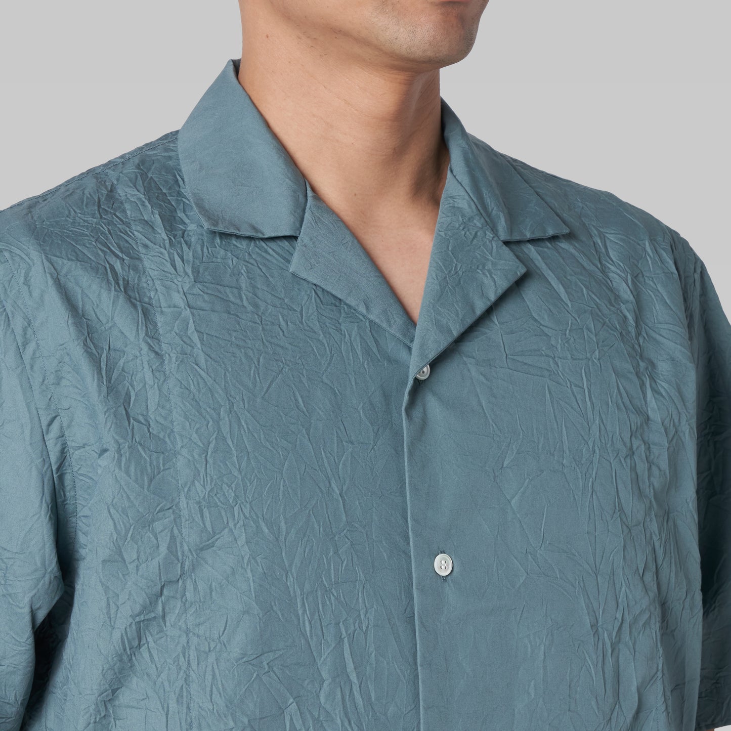 CSH-28 - Wrinkle Poplin - ミント / ショートスリーブ オープンカラーシャツ