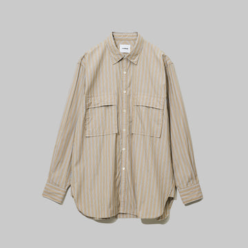 CSH-4 – 100/2 Cotton Stripe – Beige x White / ダブルポケット シャツ