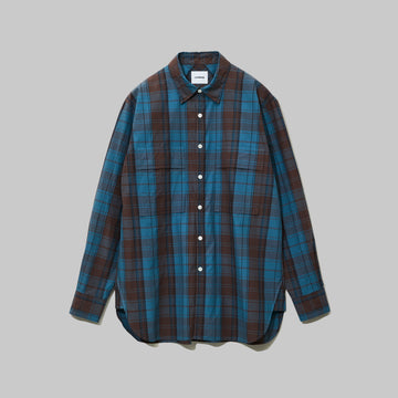 CSH-4 – 60/1 Typewriter Check – Blue x Brown / ダブルポケット シャツ