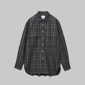 CSH-4 – 60/1 Typewriter Check – Grey x Yellow / ダブルポケット シャツ