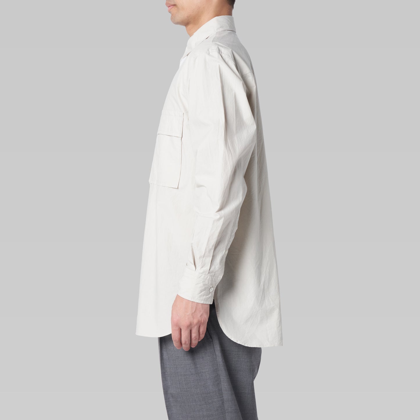 CSH-4 – Oumi 60/1 Typewriter – Greige / ダブルポケット シャツ