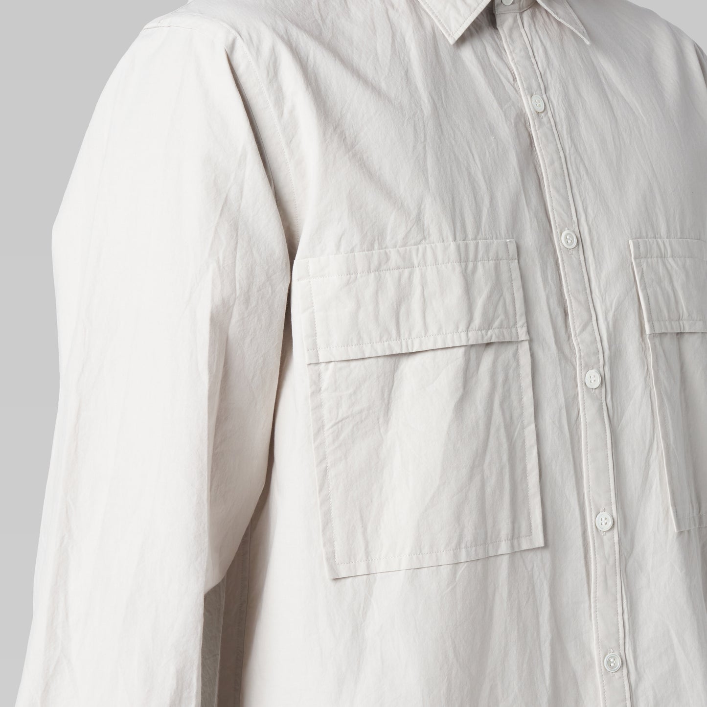 CSH-4 – Oumi 60/1 Typewriter – Greige / ダブルポケット シャツ