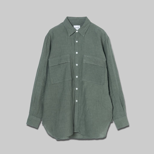 CSH-4 – 1/60 Linen Cloth – Khaki / ダブルポケット シャツ