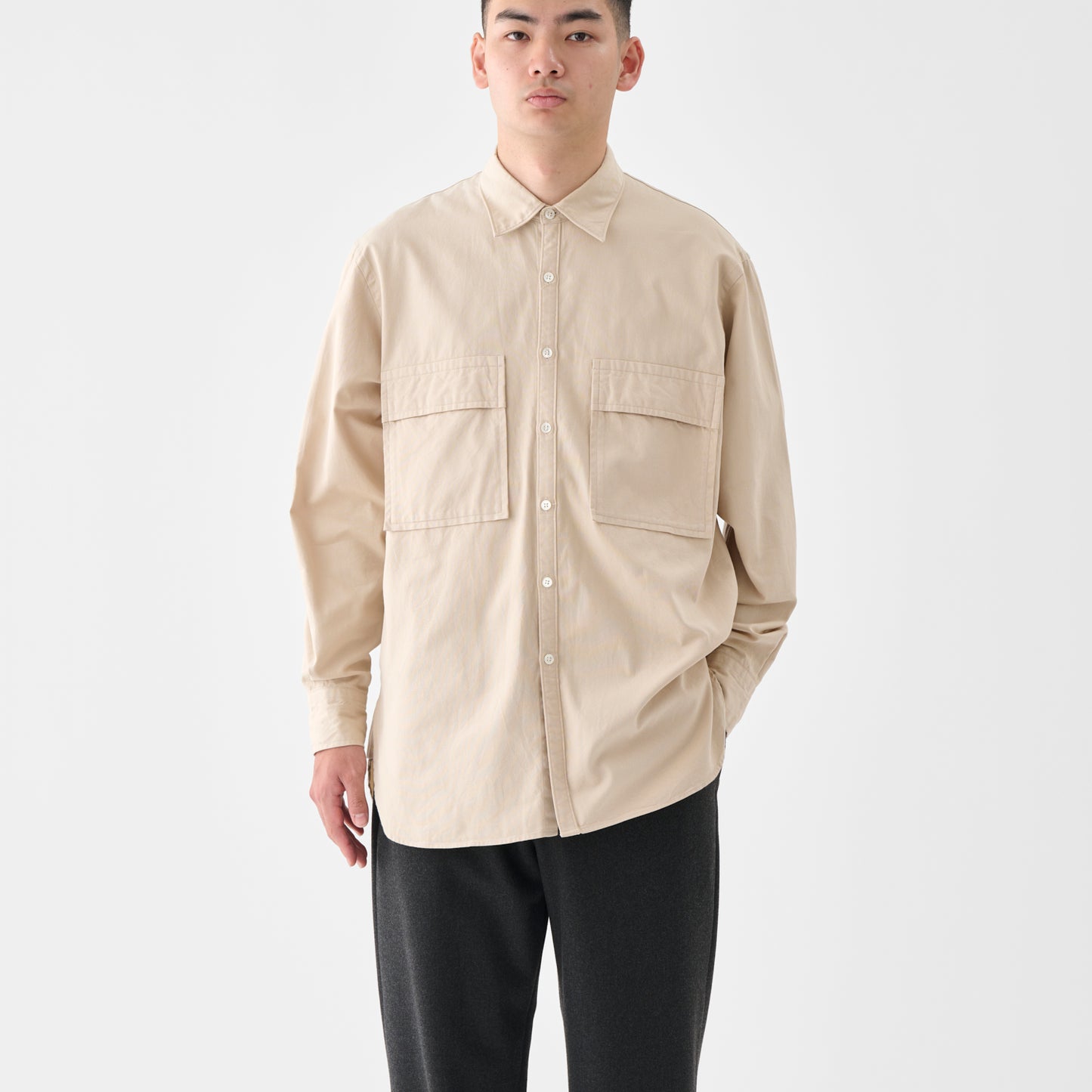 CSH-4 / American Cotton Twill / Beige / ダブルポケット シャツ