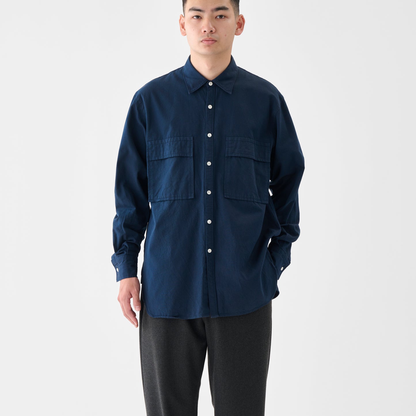 CSH-4 / American Cotton Twill / Navy / ダブルポケット シャツ